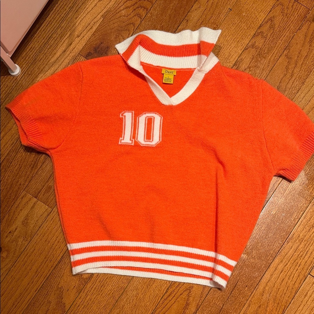 Daisy Orange and White Sporty Sweatshirt